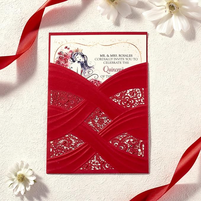 50pcs Laser Cut Quinceanera Invitations - Image 2