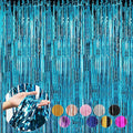 2 Pack Baby Blue Foil Fringe Curtains Door Streamers Party Decorations 3.3 x by Profasion