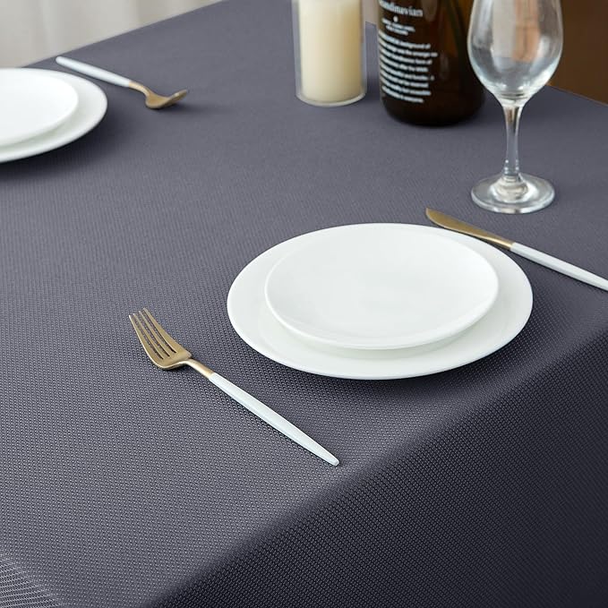 Biscaynebay Textured Fabric Square Tablecloths 60x60 Inch, Dark Grey Water - Image 8