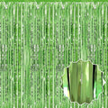 6 Pack Light Green Foil Fringe Curtains Backdrop, 3.28 x 8.2 Ft Metallic by LANTIANCHEN