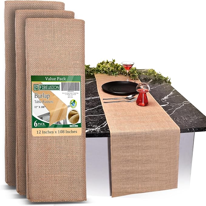 Burlap Table Runners – 12”x 108” by Fibeusion