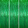 3 Pack 3.3 x 6.6 ft Green Foil Fringe Backdrop Curtains, Tinsel Streamers Party by Voircoloria