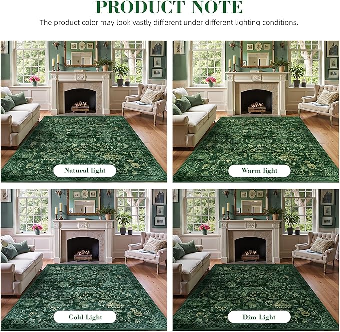 Dark Green Area Rug 2x3 Entryway Rug - Image 7