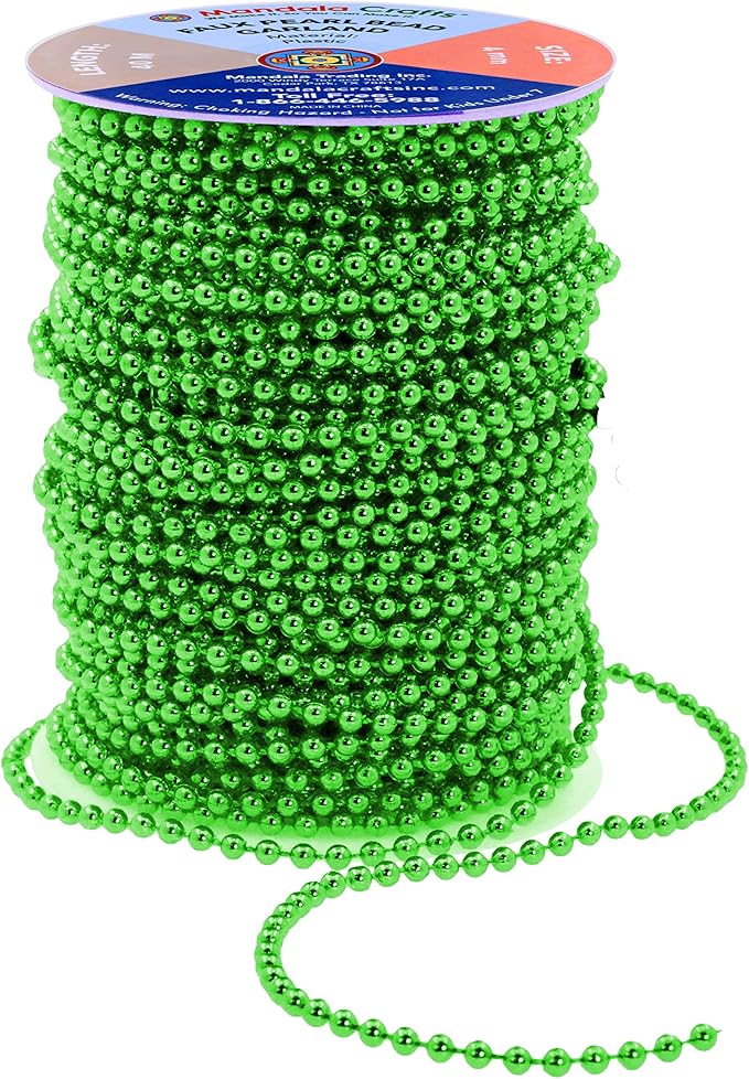 Mandala Crafts 4mm Faux Green Pearl Beads Roll - Image 3