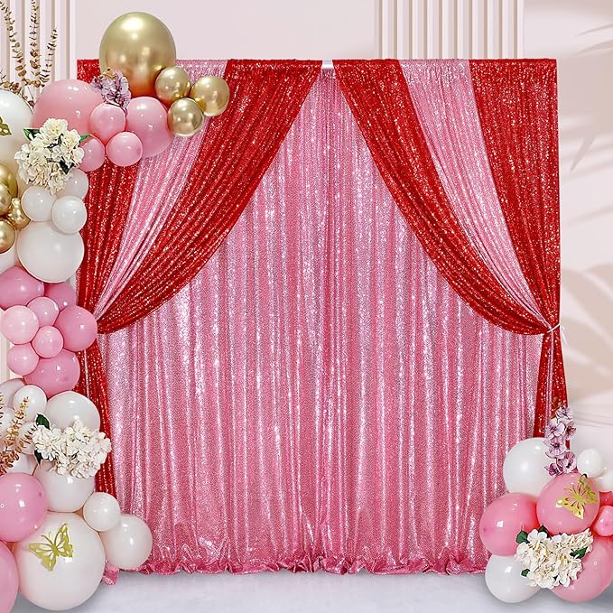 Sequin Backdrop 8ft x 8ft Blush Pink Glitter Backdrop Curtains Glitter - Image 3