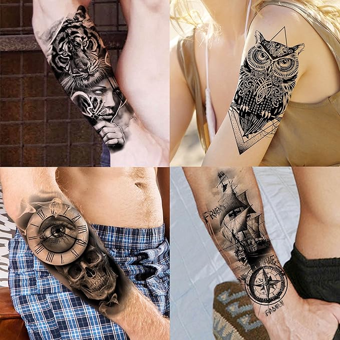 59 Sheets 3D Black Halloween Temporary Tattoos - Image 3