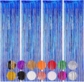 4 Pack Blue Foil Fringe Backdrop Curtains, Tinsel Streamers Birthday Party by Voircoloria