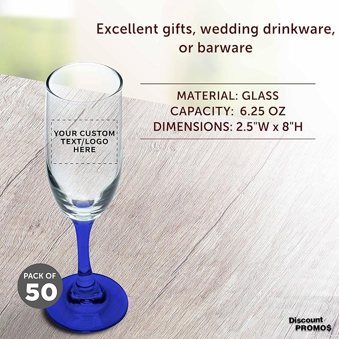 DISCOUNT PROMOS Custom Premiere Champagne Flutes 6.25 oz. Set of 50, - Image 4