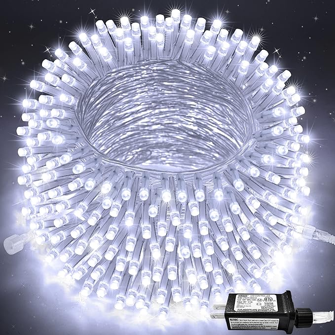 JMEXSUSS 250 LED White Christmas Lights Indoor Outdoor, 91.5ft Connectable by JMEXSUSS