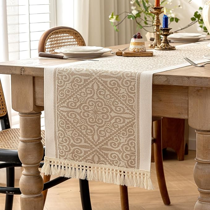 Table Runners 63 Inches, Waterproof Boho Table Runner by UWWGKK