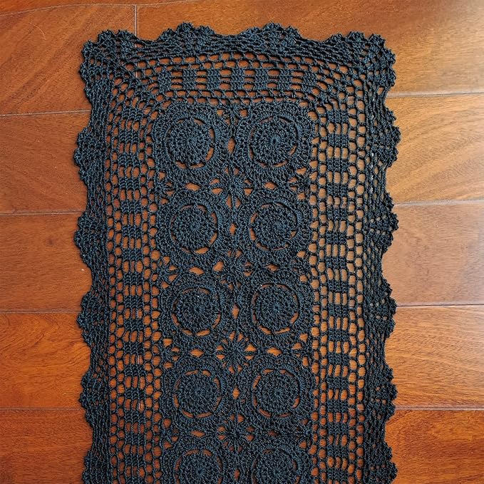 Phantomon Lace Table Runner Rectangular Table Cover Cloth Handmade Crochet - Image 2