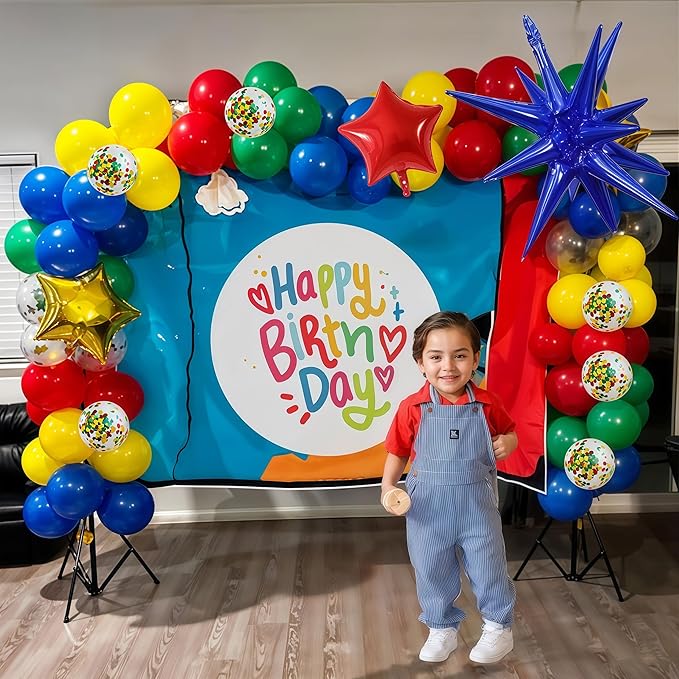 Red Yellow Green Blue Balloon Arch Kit 123Pcs Rainbow Balloons Garland - Image 6