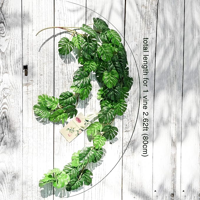 FiveSeasonStuff Monstera Plant Garlands, Artificial Leaf Bendable Vines - Image 4