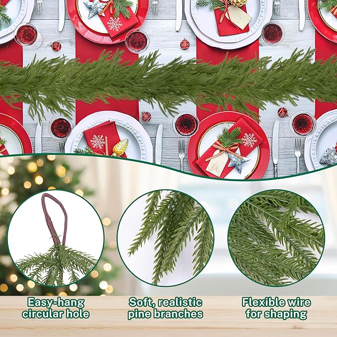 2 Pcs 6FT Christmas Garlands Norfolk Pine Garland - Image 3