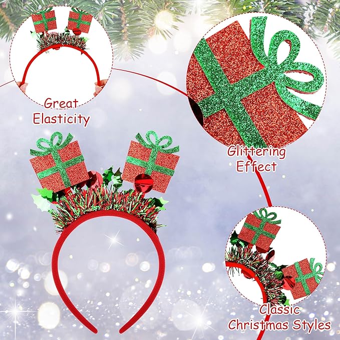 Aodaer 8 Pack Christmas Headbands Glitter Xmas Headband Costume Headwear - Image 3
