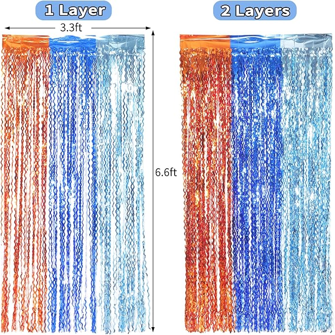 3 Pack Wavy Blue Dog Tinsel Backdrop Party Decorations - Image 3