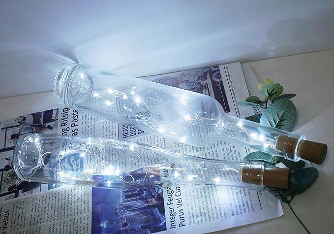 Wine Bottle Lights with Cork, 12 Pack Battery Operated 12 LED Cork Shape Silver - Image 7