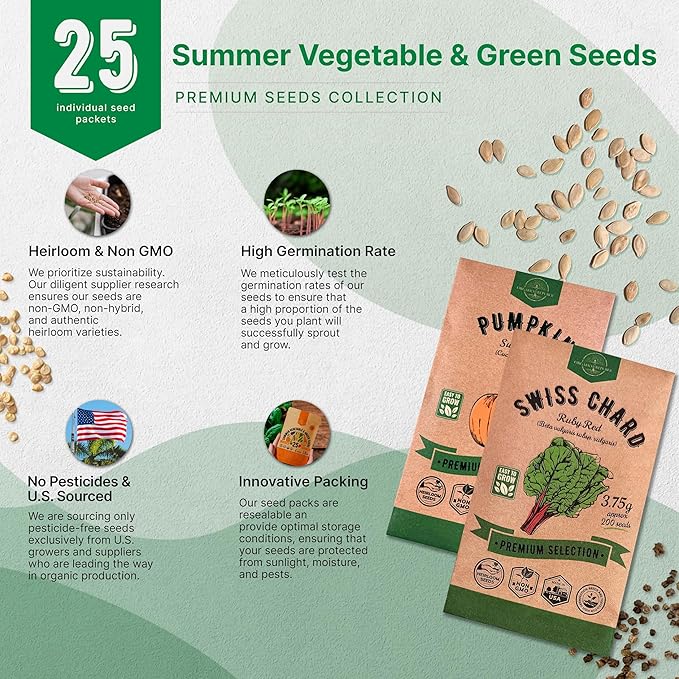 Organo Republic 25 Summer Vegetable Garden Seed Variety Pack - Image 7