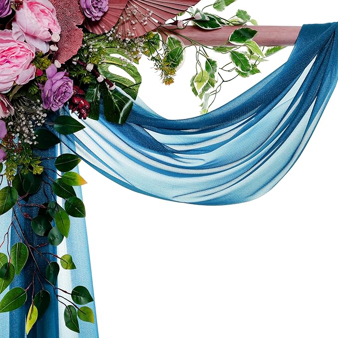 VDS Pack of 1 Panel Wedding Arch Draping Fabric Sheer Chiffon Fabric Drapery - Image 3