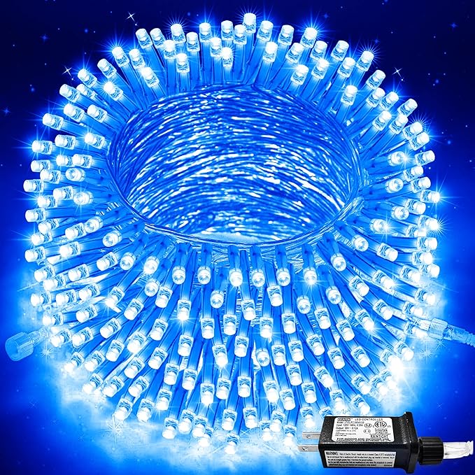 JMEXSUSS 250 LED Blue String Lights Indoor, 91.5ft Connectable Christmas Lights by JMEXSUSS