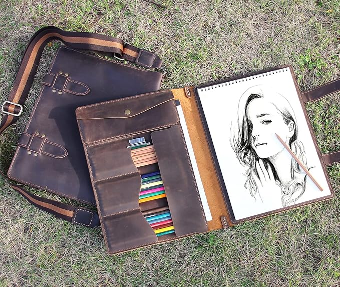 Robrasim Handmade Leather Sketchbook Cover, Artist Sketch Pad Holder - Image 6