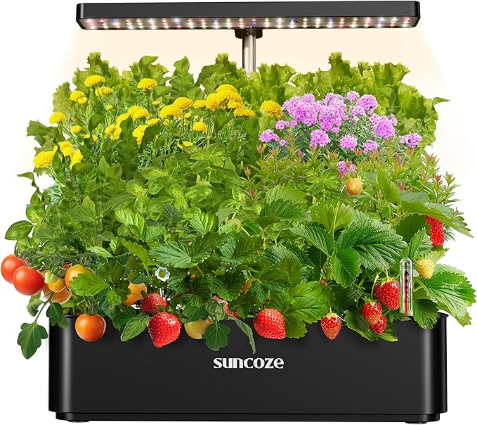 SUNCOZE Hydroponics Growing System Kit 12 Pods, 24W LED Grow Light Indoor Garden by SUNCOZE