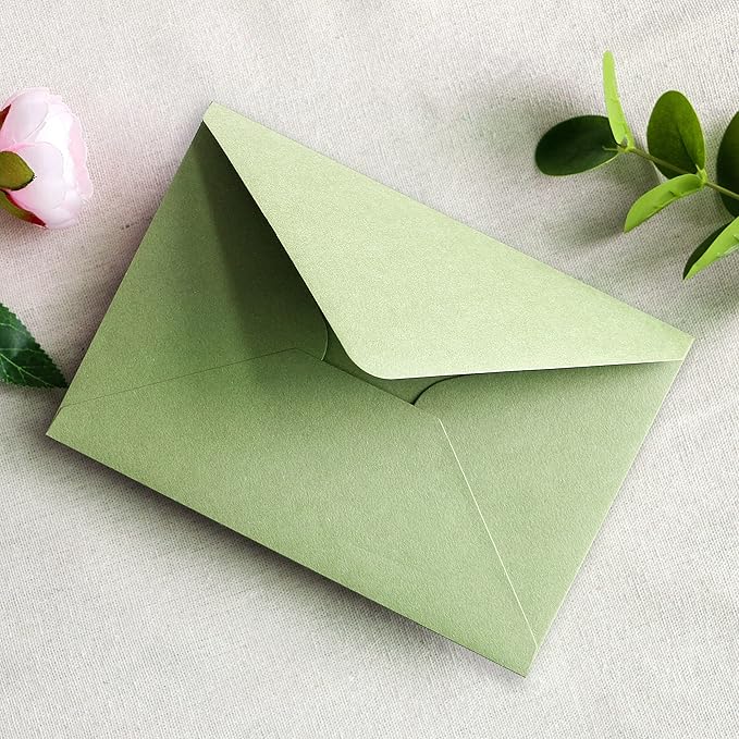 PONATIA 50 PCS/Pack A7 Envelopes, 5.25 x 7.48'' Sage Green Envelopes - Image 6
