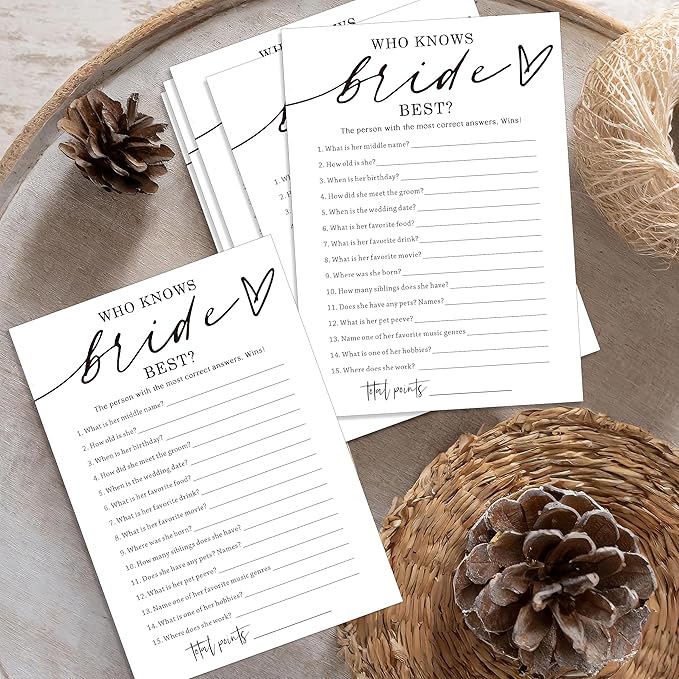 Fun Wedding Shower Games Cards Who Knows The Bride Best Engagement Party - Image 5
