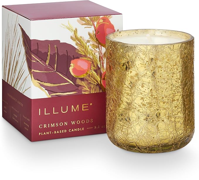 Illume Crimson Woods Small Boxed Crackle Glass Candle by ILLUME