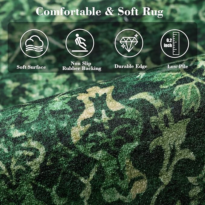 Dark Green Vintage Area Rug 5x7 - Image 6