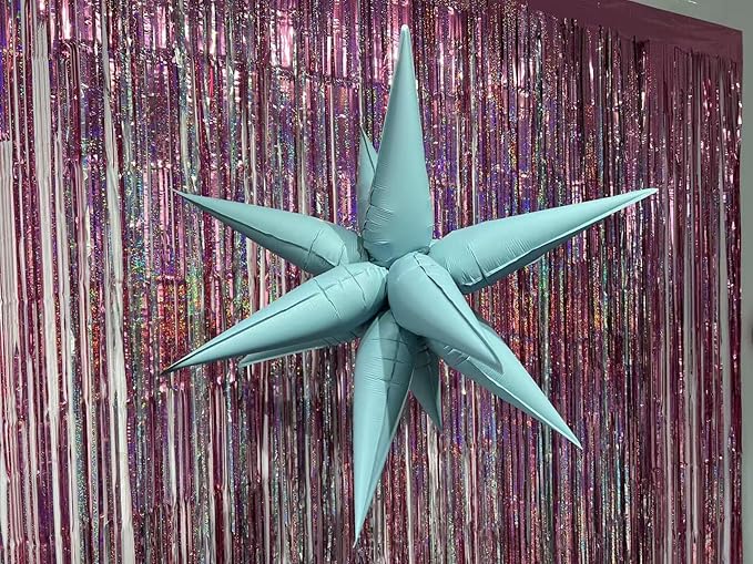 3pcs 26inch 3D matte blue Explosion Star foil balloon, matte blue Foil Cone - Image 4