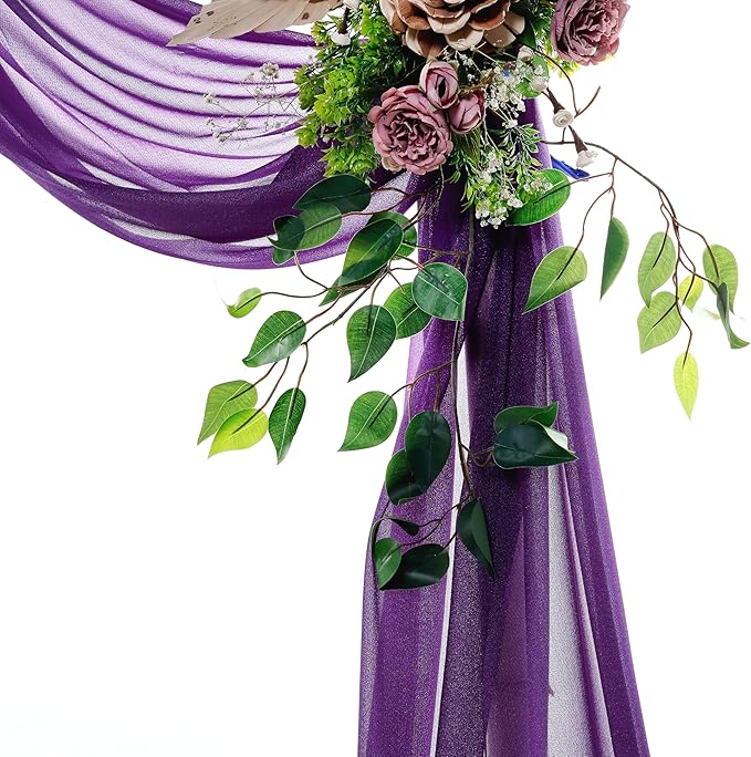 VDS Pack of 4 Panel Wedding Arch Draping Fabric Sheer Chiffon Fabric Drapery - Image 3