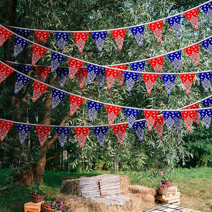 Frienda 6 Pack Western Cowboy Party Decorations Bandana Pennant Banner - Image 5