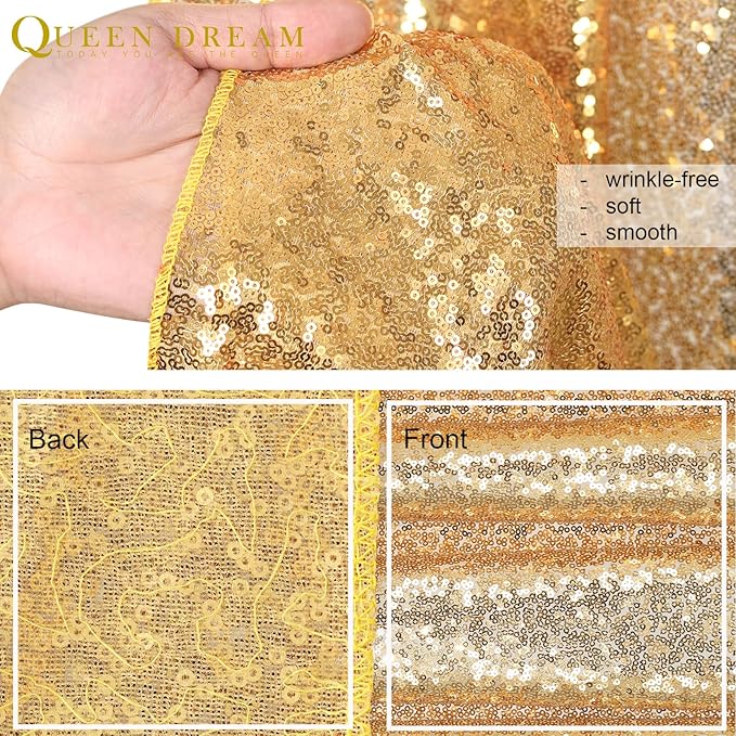 8ft x 8ft Gold Sequin Backdrop Curtain Glitter Photo Booth Backdrop - Image 6