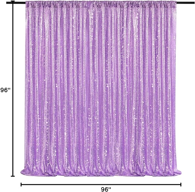 8ft x 8ft Light Purple Sequin Backdrop Curtain Glitter Photo Booth Backdrop - Image 8