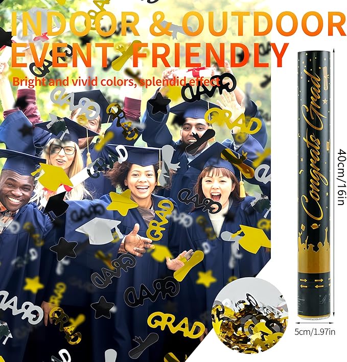 16 inch Graduation Confetti Poppers, Confettis Cannons Bulk - Image 3