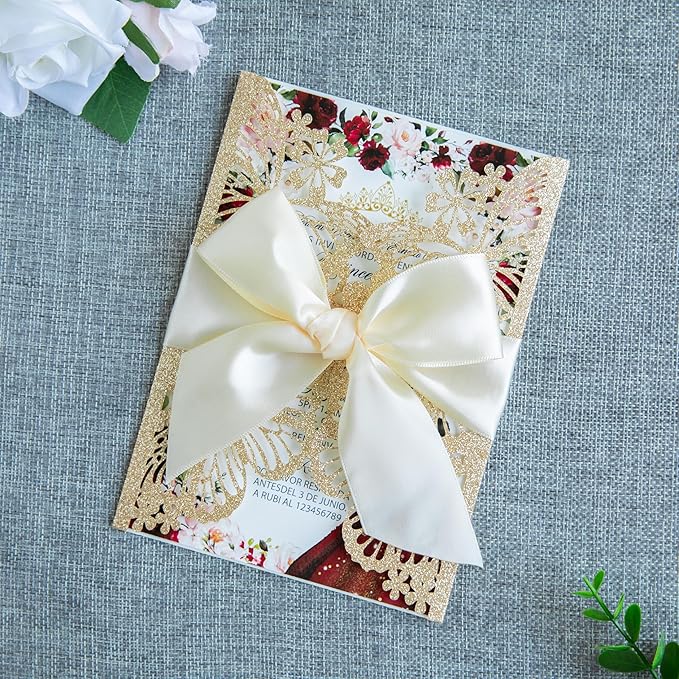 20 PCS 5.12x7.2 Butterfly Personalized Quinceanera Invitation, Customized XV - Image 4