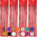 4 Pack Red Foil Fringe Backdrop Curtains, Tinsel Streamers Birthday Party by Voircoloria