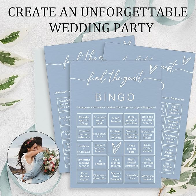 Fun Wedding Shower Bingo 25Pcs Prefilled Find The Guest Bingo Game Cards - Image 3