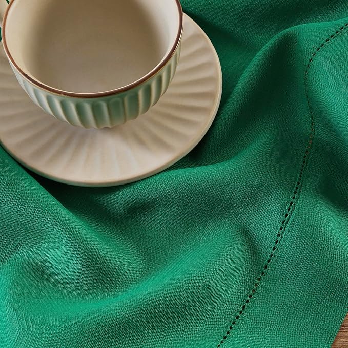 Solino Home Linen Emerald Green Hemstitch Table Runner 48 Inches - Image 9
