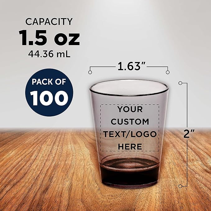 Custom Translucent Plastic Shot Glasses 1.5 oz. Set of 100, Personalized Bulk - Image 5