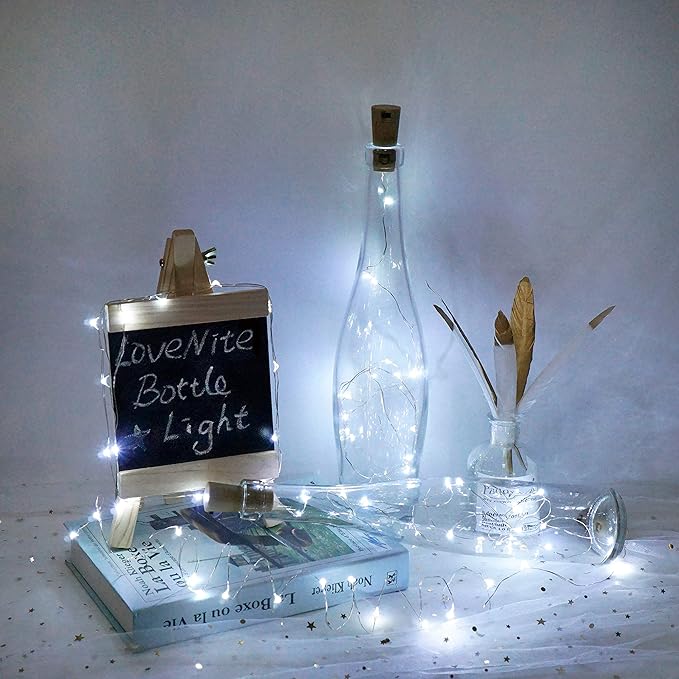 Wine Bottle Lights with Cork, 12 Pack Battery Operated 12 LED Cork Shape Silver - Image 5