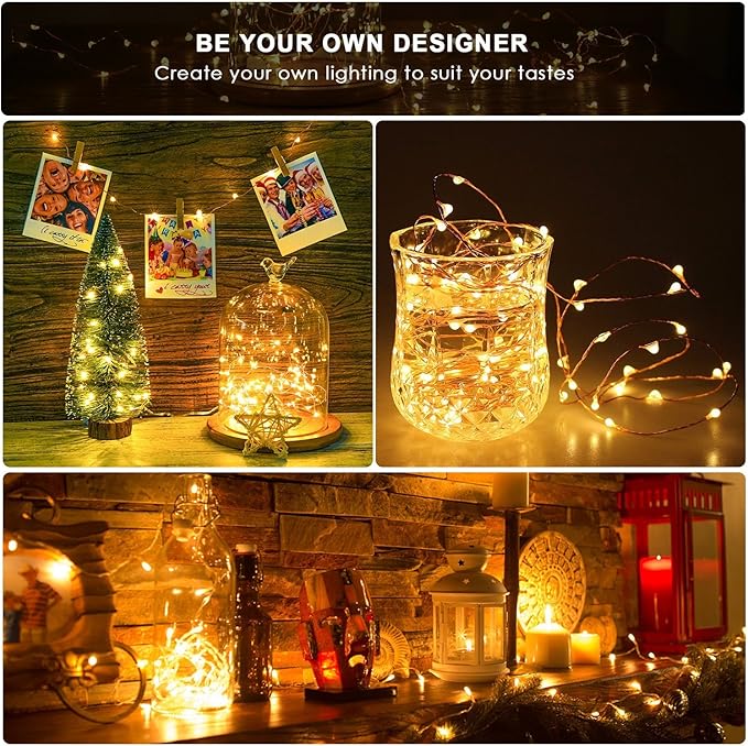 ANJAYLIA 33Ft LED Fairy Lights Battery Operated String Lights 100 LED Firefly - Image 5