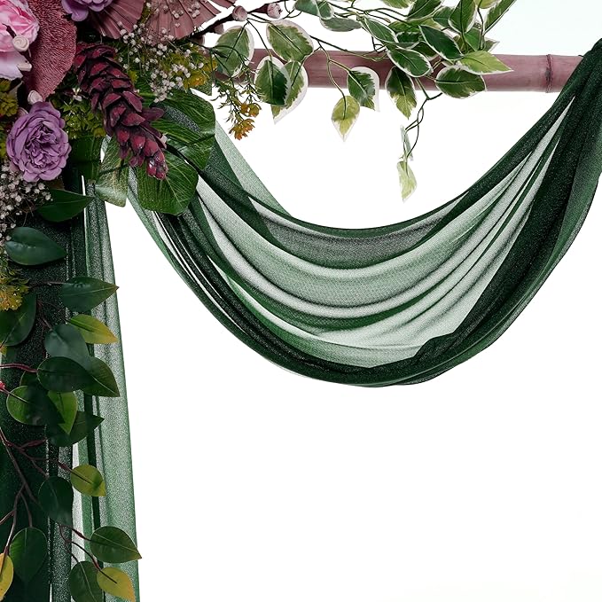 VDS Pack of 2 Panel Wedding Arch Draping Fabric Sheer Chiffon Fabric Drapery - Image 3