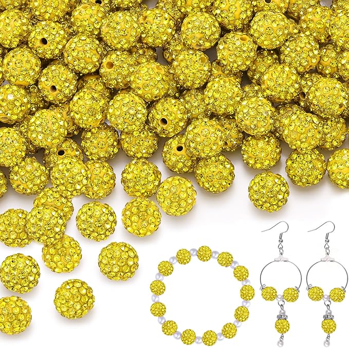 150 pcs 10mm Rhinestone Beads for Jewelry Making, Sparkle Crystal Clay by TINKRSTUFF