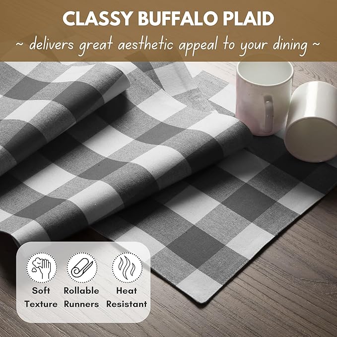 Native Fab Table Runner Buffalo Check Plaid 100% Cotton - Image 3