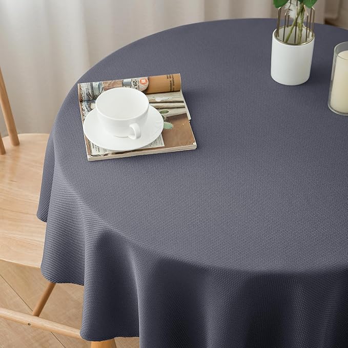 Biscaynebay Textured Fabric Round Tablecloths 70", Dark Grey Water Resistant - Image 7