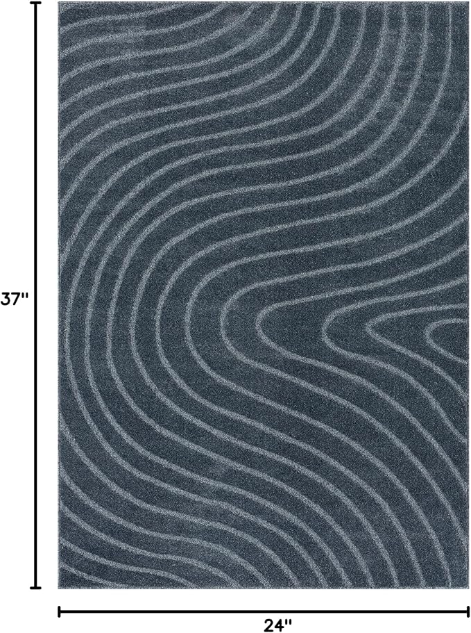 LUXE WEAVERS Modern Geometric Wave Blue 2x3 Area Rug - Image 2