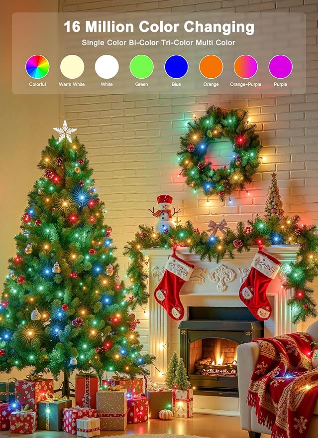 Minetom LED Color Changing Smart RGB Christmas Tree Lights, 66ft 200LED String - Image 2