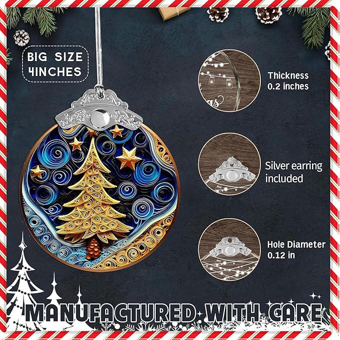 Christmas Ornament 2025, Christmas Tree Round Shape, 4 Inch Acrylic Ornament Art - Image 5